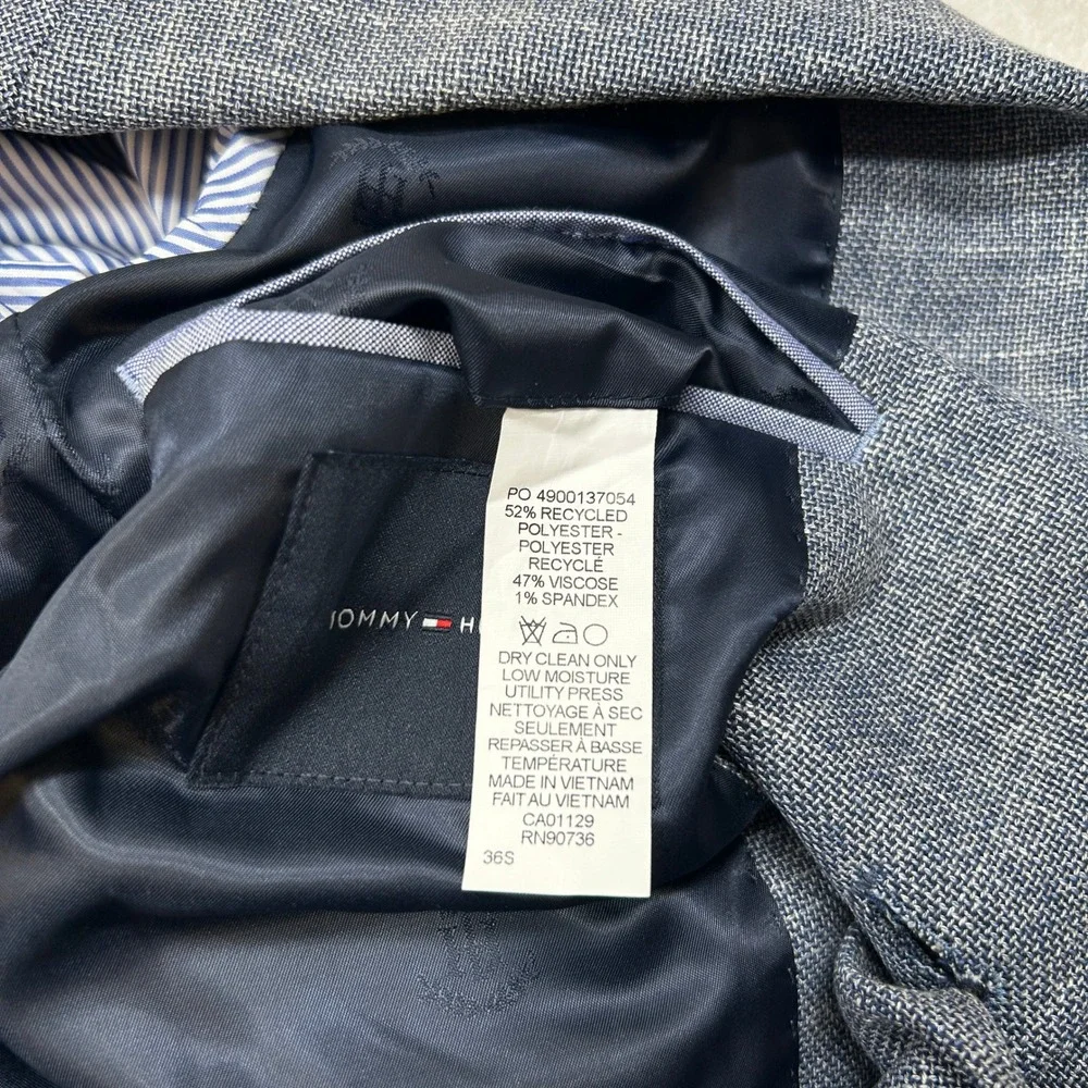 Tommy Hilfiger Modern-Fit‎ Sport Coat Mens 36S 36 Blue Solid $295 NEW